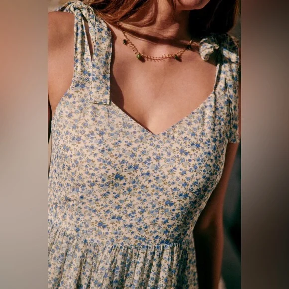 Sézane Phily Maxi Dress in Blue Floral Print FR 38 / US 6 - Picture 5 of 15